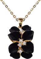 navachi 18k gold plated crystal enamel leaves flower pendant necklace, 16-inch chain + 2-inch extender logo