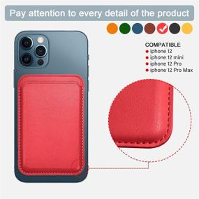 img 1 attached to 📲 Electman Magnetic Credit Card Holder Leather Wallet with RFID Blocking, Compatible with iPhone 12/12 Pro/12 Mini/12 Pro Max - Red01