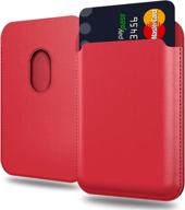 📲 electman magnetic credit card holder leather wallet with rfid blocking, compatible with iphone 12/12 pro/12 mini/12 pro max - red01 logo