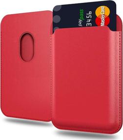 img 4 attached to 📲 Electman Magnetic Credit Card Holder Leather Wallet with RFID Blocking, Compatible with iPhone 12/12 Pro/12 Mini/12 Pro Max - Red01