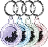 airtag case - ddj air tag holder: 4-pack with keychain for apple airtags 💜 - compatible with apple tag - anti-scratch protective clear case (glitter purple, blue, green, pink) logo