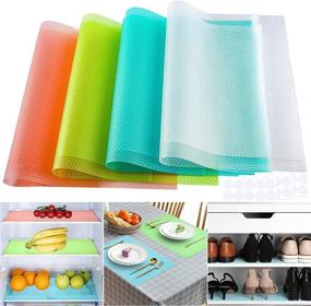 img 4 attached to 🔍 8PCS Refrigerator Liners: Washable, Waterproof EVA Fridge Mats - 12 x 17.7 Inch, Cuttable for Glass Shelves & Kitchen Cabinets - Table Placemats in 4 Colors