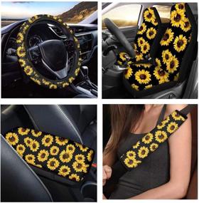 img 3 attached to ZERODATE Novelty Car Seat Covers Stretch-On Steering Wheel Cover Arm Rest Cushion Pad Seat Belt Covers Full Set Of 6 Packs