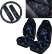 zerodate novelty car seat covers stretch-on steering wheel cover arm rest cushion pad seat belt covers full set of 6 packs logo