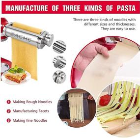 img 1 attached to 🍝 KitchenAid Mixer Accessories - Pasta Maker Attachment, Fresh Pasta Roller Cutter Press Noodle Maker Machine for Cuisinart Stand Mixer, 3Pcs Stainless Steel - Washable, Easy to Use With Brush