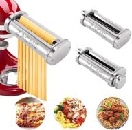 🍝 kitchenaid mixer accessories - pasta maker attachment, fresh pasta roller cutter press noodle maker machine for cuisinart stand mixer, 3pcs stainless steel - washable, easy to use with brush logo