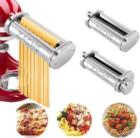 img 4 attached to 🍝 KitchenAid Mixer Accessories - Pasta Maker Attachment, Fresh Pasta Roller Cutter Press Noodle Maker Machine for Cuisinart Stand Mixer, 3Pcs Stainless Steel - Washable, Easy to Use With Brush