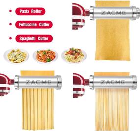 img 3 attached to 🍝 KitchenAid Mixer Accessories - Pasta Maker Attachment, Fresh Pasta Roller Cutter Press Noodle Maker Machine for Cuisinart Stand Mixer, 3Pcs Stainless Steel - Washable, Easy to Use With Brush