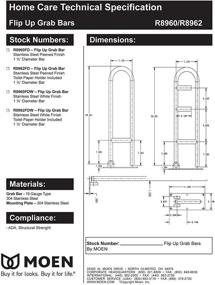 img 1 attached to 🚽 Moen R8960FD Stainless Steel Flip-Up Screw-In Grab Bar with Textured Grip - 30-Inch Length: Enhance Bathroom Safety and Accessibility