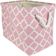 dii polyester container with handles: elegant rose lattice storage bin, large logo