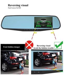 img 1 attached to 📹 Car DVR Rearview Mirror Video Recorder 4.3" inch Car Camera Dual Lens Cam Night Vision