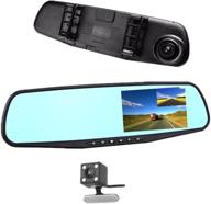 📹 car dvr rearview mirror video recorder 4.3" inch car camera dual lens cam night vision logo