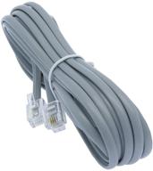 🔌 corpco 14ft reverse wired telephone line cord: heavy-duty rj11/rj14 silver satin cable with 4 conductors logo