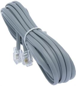 img 1 attached to 🔌 Corpco 14ft Reverse Wired Telephone Line Cord: Heavy-Duty RJ11/RJ14 Silver Satin Cable with 4 Conductors