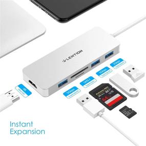 img 3 attached to 🔌 LENTION USB C концентратор с 4K HDMI, 3 USB 3.0, SD/Micro SD кард-ридером - совместим с MacBook Pro 13/15/16 2021-2016 годов, New Mac Air/Surface - стабильный сертифицированный многопортовый адаптер с поддержкой драйвера (CB-C18, серебряный)