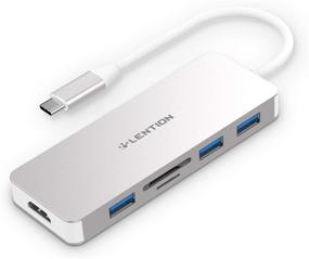 img 4 attached to 🔌 LENTION USB C концентратор с 4K HDMI, 3 USB 3.0, SD/Micro SD кард-ридером - совместим с MacBook Pro 13/15/16 2021-2016 годов, New Mac Air/Surface - стабильный сертифицированный многопортовый адаптер с поддержкой драйвера (CB-C18, серебряный)