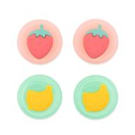 🍋 geekshare fruit theme thumb grip caps for nintendo switch & switch lite - soft silicone joystick cover set of 4 (lemon and strawberry) логотип