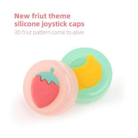 img 3 attached to 🍋 GeekShare Fruit Theme Thumb Grip Caps for Nintendo Switch & Switch Lite - Soft Silicone Joystick Cover Set of 4 (Lemon and Strawberry)