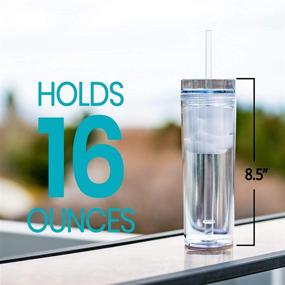 img 3 attached to Pack of 4 Clear Acrylic Tumblers with Lids and Straws - 16oz Double Wall Clear Plastic Tumblers | Includes FREE Straw Cleaner & Name Tags! | Bulk Reusable Cups With Straw - Insulated Tumbler