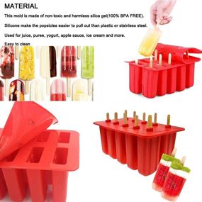 img 3 attached to 🍦 Homemade Silicone Popsicle Molds Shapes - BPA Free Ice Pop Maker with 50 Sticks, 50 Bags, Funnel, and Recipes