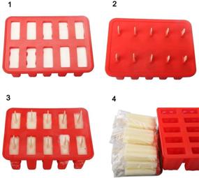 img 2 attached to 🍦 Homemade Silicone Popsicle Molds Shapes - BPA Free Ice Pop Maker with 50 Sticks, 50 Bags, Funnel, and Recipes