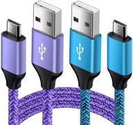 🔌 2 pack of 6ft long braided micro usb cables for fast charging, compatible with samsung galaxy s7 s6 edge/active - android charger logo