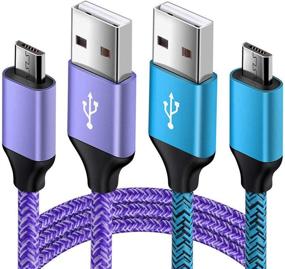 img 4 attached to 🔌 2 Pack of 6Ft Long Braided Micro USB Cables for Fast Charging, Compatible with Samsung Galaxy S7 S6 Edge/Active - Android Charger