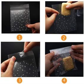 img 1 attached to 🛍️ 200 PCS LiyuanQ Self Adhesive Candy Bag | Cellophane Cookie Bags | Self-adhesive Sealing Cellophane Bags | White Polka Dot Clear Bags | OPP Plastic Party Bag | 4 x 6 Inches | Ideal for Bakery, Candy, Soap