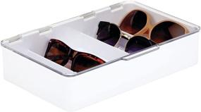 img 4 attached to 👓 mDesign Stackable Eyeglass Case Organizer with Hinged Lid - White/Clear - 5 Sections - Ligne Collection