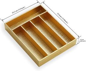 img 3 attached to Berglander Flatware Golden Organizer – Wood Silverware Tray Cover 🍴 with Golden Surface, BPA Free – Cutlery Trays for Kitchen Drawer Organization