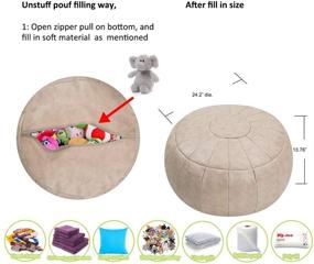 img 2 attached to 🍄 ROTOT Unstuffed Pouf Cover: Ottoman, Bean Bag Chair, Foot Stool, Foot Rest, Storage Solution for Wedding - Empty & New (Mushroom)