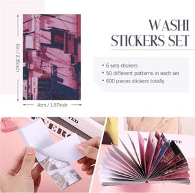 img 3 attached to 600-Piece Washi Stickers Set: Journaling, Scrapbooking Decals for Diary, Planner, Album, Notebook, Card DIY Arts and Crafts - 12 Styles