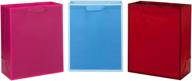 🎁 hallmark 13" large solid color gift bags - pack of 3 (red, blue, hot pink) for various celebrations and occasions logo