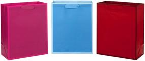 img 4 attached to 🎁 Hallmark 13" Large Solid Color Gift Bags - Pack of 3 (Red, Blue, Hot Pink) for Various Celebrations and Occasions