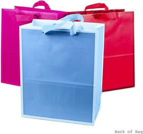 img 1 attached to 🎁 Hallmark 13" Large Solid Color Gift Bags - Pack of 3 (Red, Blue, Hot Pink) for Various Celebrations and Occasions