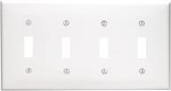 🔘 leviton 80712-w 4-gang toggle switch wallplate: standard size, white logo