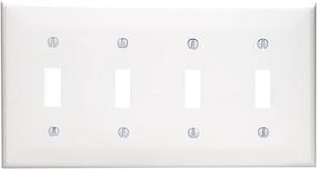 img 1 attached to 🔘 Leviton 80712-W 4-розеточное выключательная панель: стандартный размер, белая.