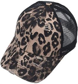 img 2 attached to 🧢 Womens Criss Cross Ponytail Hat: Distressed Mesh Baseball Cap with Dad Hat Style for Women