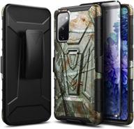 nznd case for samsung galaxy s20 fe 5g: full coverage, tempered glass, belt clip holster, heavy duty defender case - camo logo