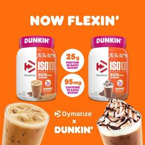 img 1 attached to Dymatize ISO100 Hydrolyzed 100% Whey Isolate Protein Powder - Dunkin' Cappuccino Flavor, 25g Protein, 95mg Caffeine, 5.5g BCAAs, Gluten Free, Fast Absorbing, Easy Digesting, 20.8 Oz - Boost Your Workout