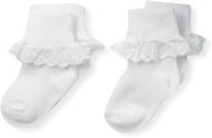🧦 country kids girls turncuff socks: 100% cotton eyelet lace trim, pack of 2 logo