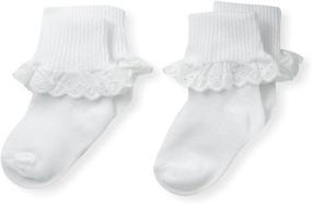 img 1 attached to 🧦 Country Kids Girls Turncuff Socks: 100% Cotton Eyelet Lace Trim, Pack of 2