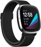 👟 hapaw soft nylon bands for fitbit sense/versa 3 - adjustable, breathable sport replacement strap for women and men - enhance your sense advanced smartwatch logo