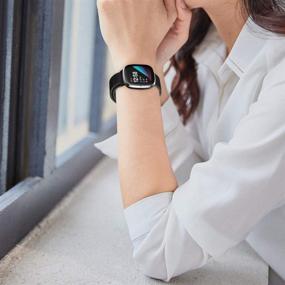 img 2 attached to 👟 HAPAW Soft Nylon Bands for Fitbit Sense/Versa 3 - Adjustable, Breathable Sport Replacement Strap for Women and Men - Enhance Your Sense Advanced Smartwatch