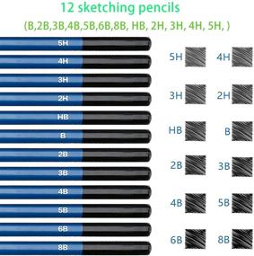 img 2 attached to Полный набор для живописи: карандаши для черчения с блокнотом для эскизов, цветные карандаши и аксессуары, идеально подходит для детей, взрослых, начинающих и профессионалов.