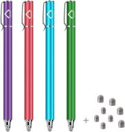 🖊️ 4pcs stylus pens for touch screens - high sensitivity 2 in 1 fiber tips capacitive stylus - ipad iphone tablets samsung galaxy & all universal touch screen devices - includes 8 extra replaceable tips logo