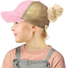 img 2 attached to 🧢 C.C Kids 2-5: Enhance Style with Ponytail Messy Buns Ponycaps Baseball Visor Cap Hat