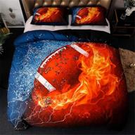 🏈 mozeo 3d football bedding duvet cover set - twin size (includes 1 duvet cover + 1 pillowcase), ideal for teen boys, sports theme, microfiber bedding quilt logo