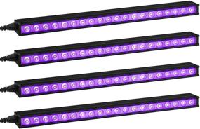 img 4 attached to 4 Pack of OPPSK LED UV Black Lights for Glow Parties, Stage Lighting, and Fluorescent Art - Power Linking 395NM UV Bar for Birthdays, Weddings, and Bedrooms