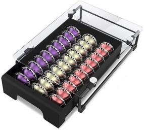 img 3 attached to Premium Crystal Tempered Glass Drawer Organizer for Nespresso Vertuo Capsules - Holds 21 Big or 30 Small Vertuoline Pods - NP01S Compatible